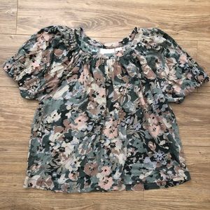 Maeve by Anthropologie puff sleeve floral shirt Size L